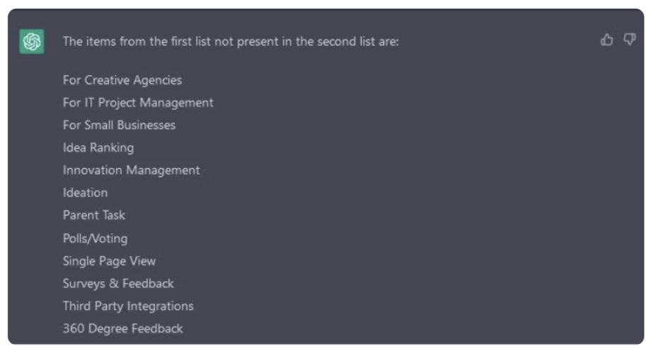 ChatGPT feature analysis 